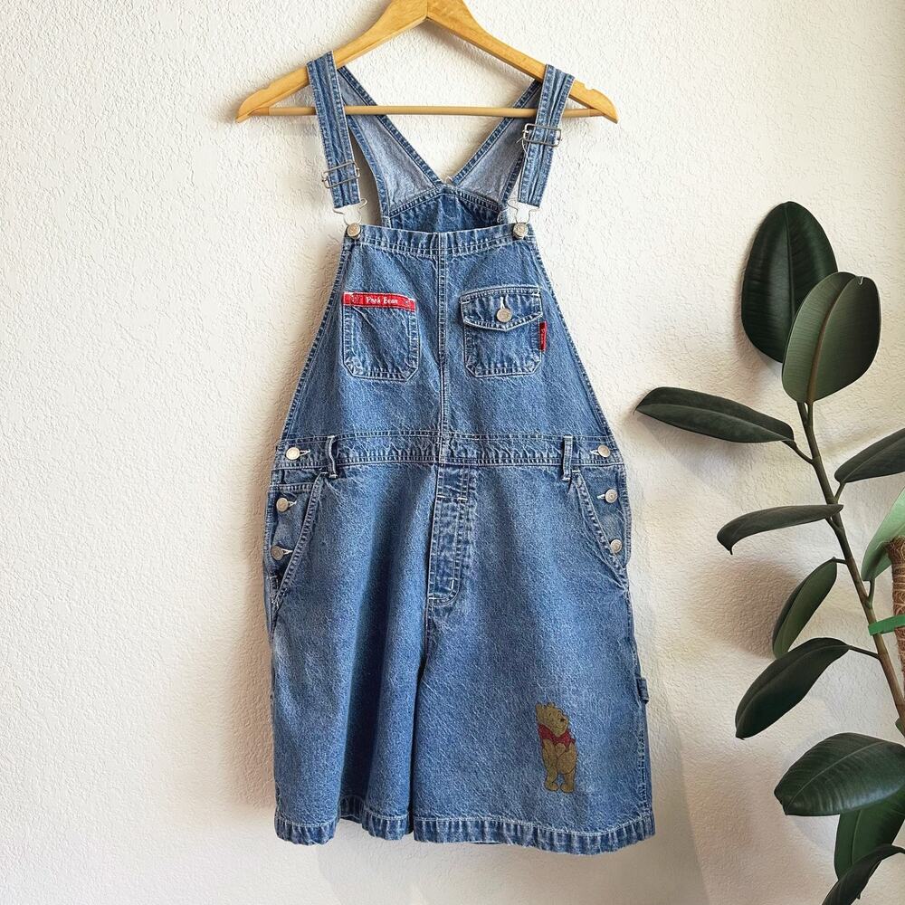 Disney Blue Denim Winnie the Pooh Shortalls Overalls Romper